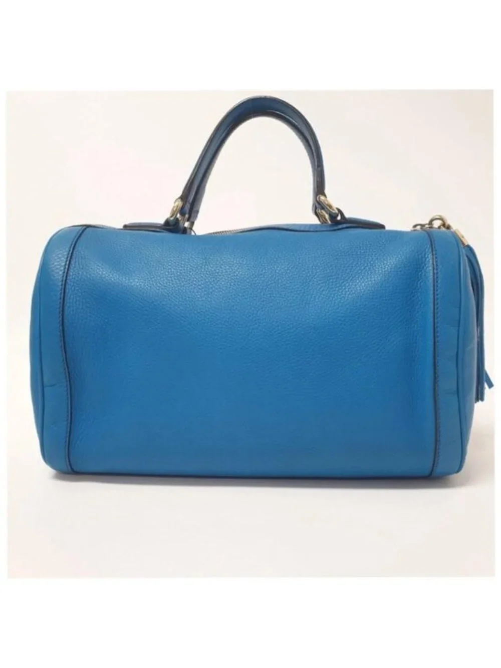 Authentic Gucci Bright Diamante Blue Leather Boston Satchel Bag